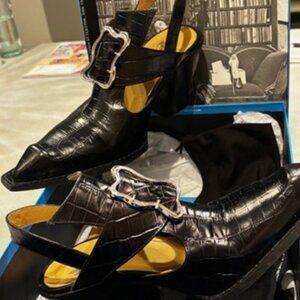 Swordfish Hi Art Deco Pretzel Pointed Slingback Heels